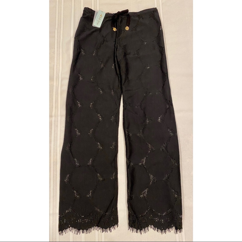 Luli Fama Floral Lace Black Beach Pants - size M - NWT